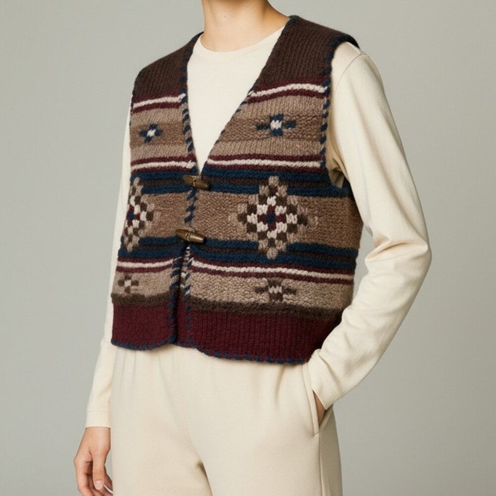 Faherty B.YELLOWTAIL Hand-Knit Sweater Vest XS/S Alpaca Artist Series